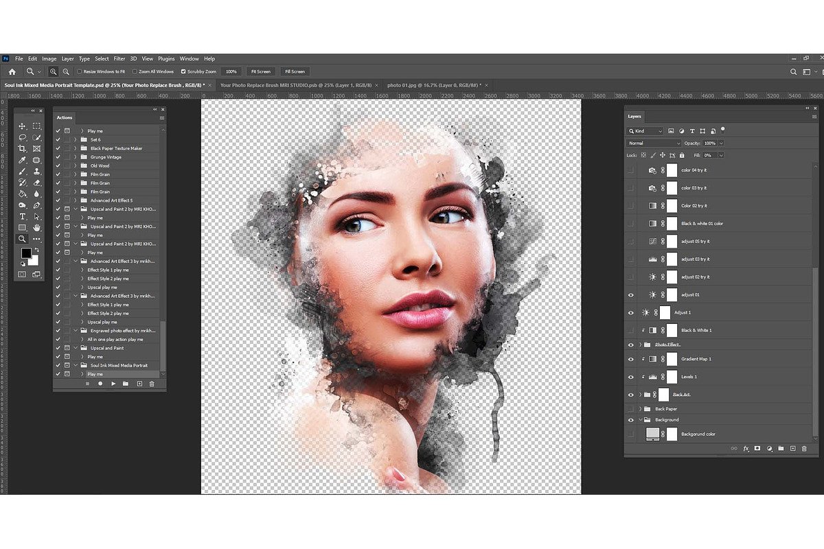 Soul Ink Mixed Media Portrait Action, an Action Add-On by MRI STUDIO (Photo 3 of 18)
