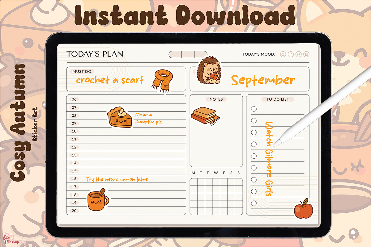 Cosy Cute Autumn Sticker Set, an Illustration by Dori Debreceni draws (Photo 4 of 4)