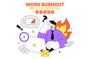 10 Work Burnout Illustration, a Person Illustration by denayunebgt (Thumbnail 1 of 4)