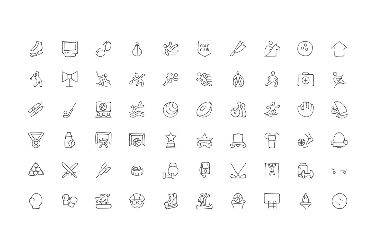 200 Sports Hand Drawn Doodle Icons, an Outline Icon by Creative Stall (Photo 2 of 4)