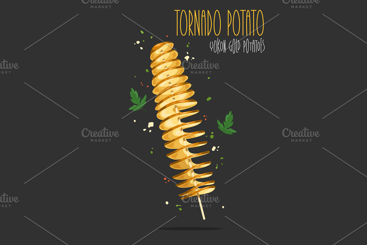 Tornado potato. Vector Illustration, a Food Illustration by AKOMIX (Photo 1 of 2)