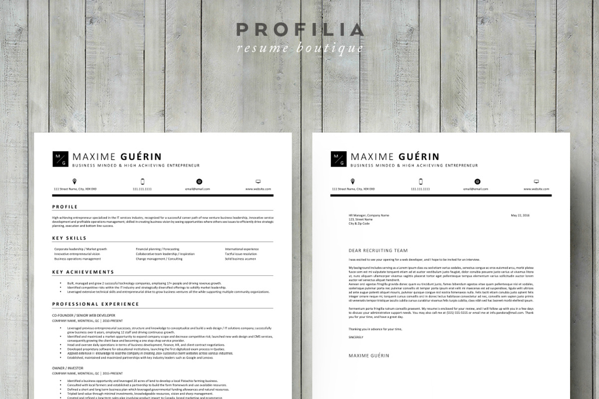 Word Resume & Cover letter Template, a Resume Template by Profilia Resume Boutique (Photo 3 of 3)