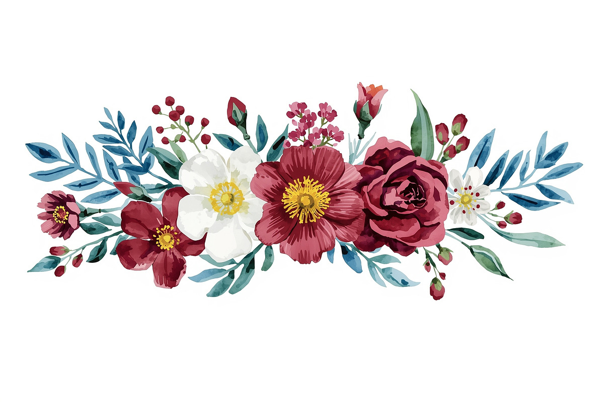 Burgundy Floral Clipart Set, an Illustration by Designer_Momina (Photo 16 of 16)