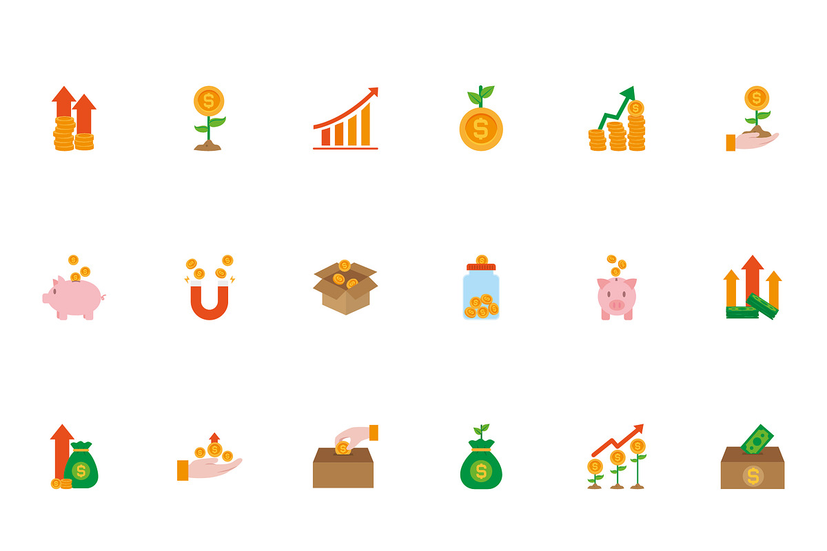 Raise Money Icon Set