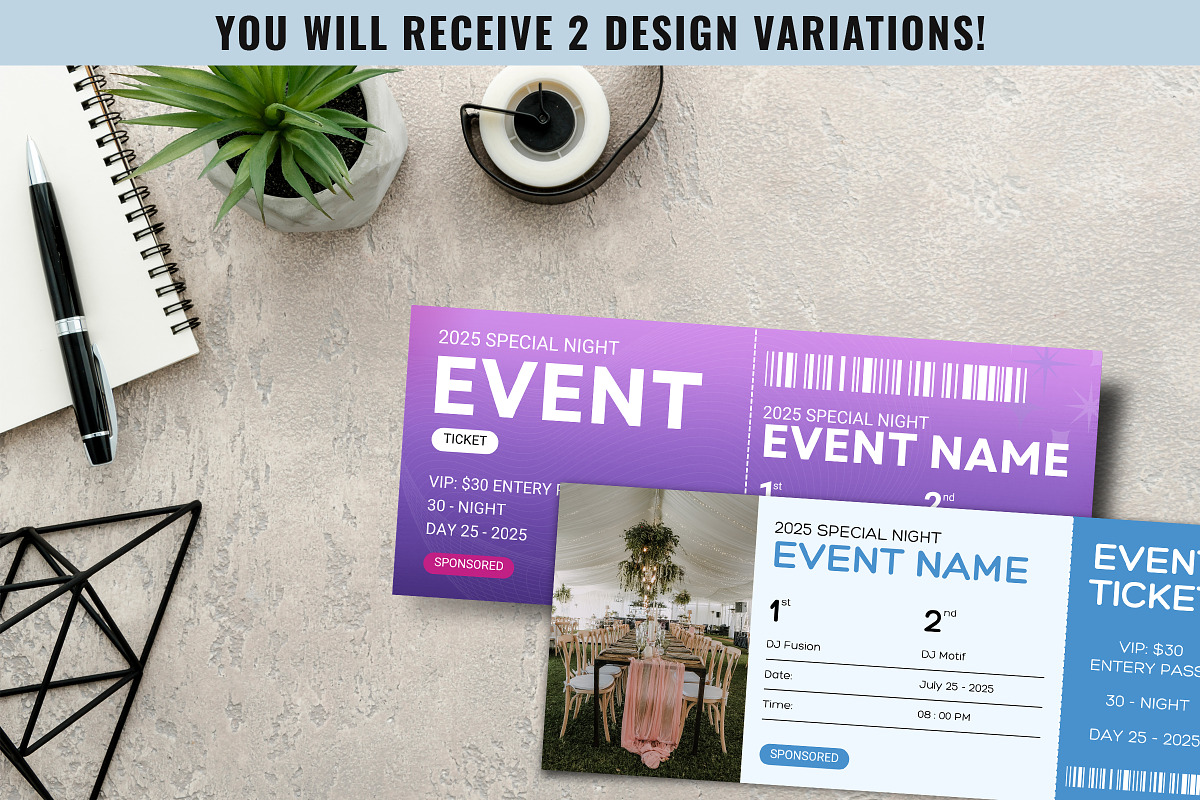 Canva Event Ticket Printable PDF, a Card Template by Snapybiz (Photo 5 of 10)