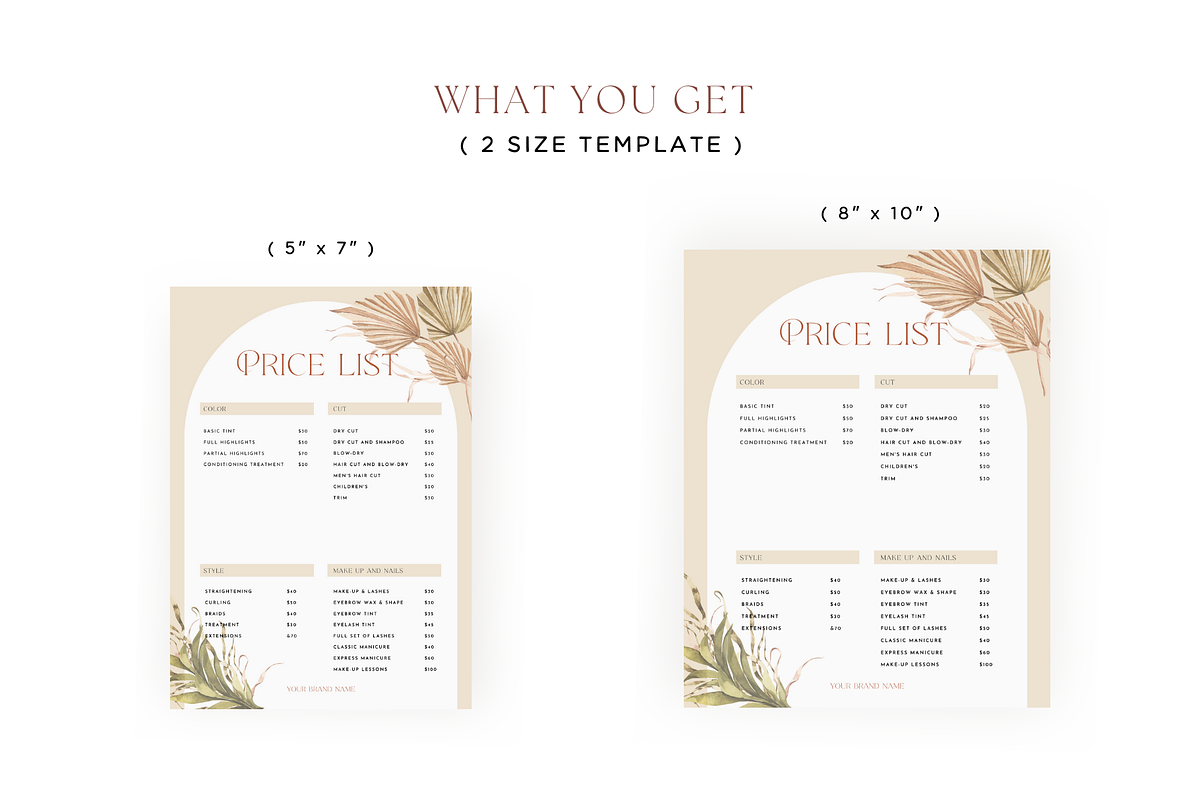 Boho Price List Canva Template, a Flyer Template by Hellohastore (Photo 2 of 9)
