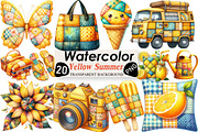 Yellow Patchwork Summer Clipart, an Illustration by Black Bird Studio (Thumbnail 1 of 5)