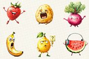 Funny Fruits & Vegetables Clipart, an Illustration by OK Design (Thumbnail 4 of 5)