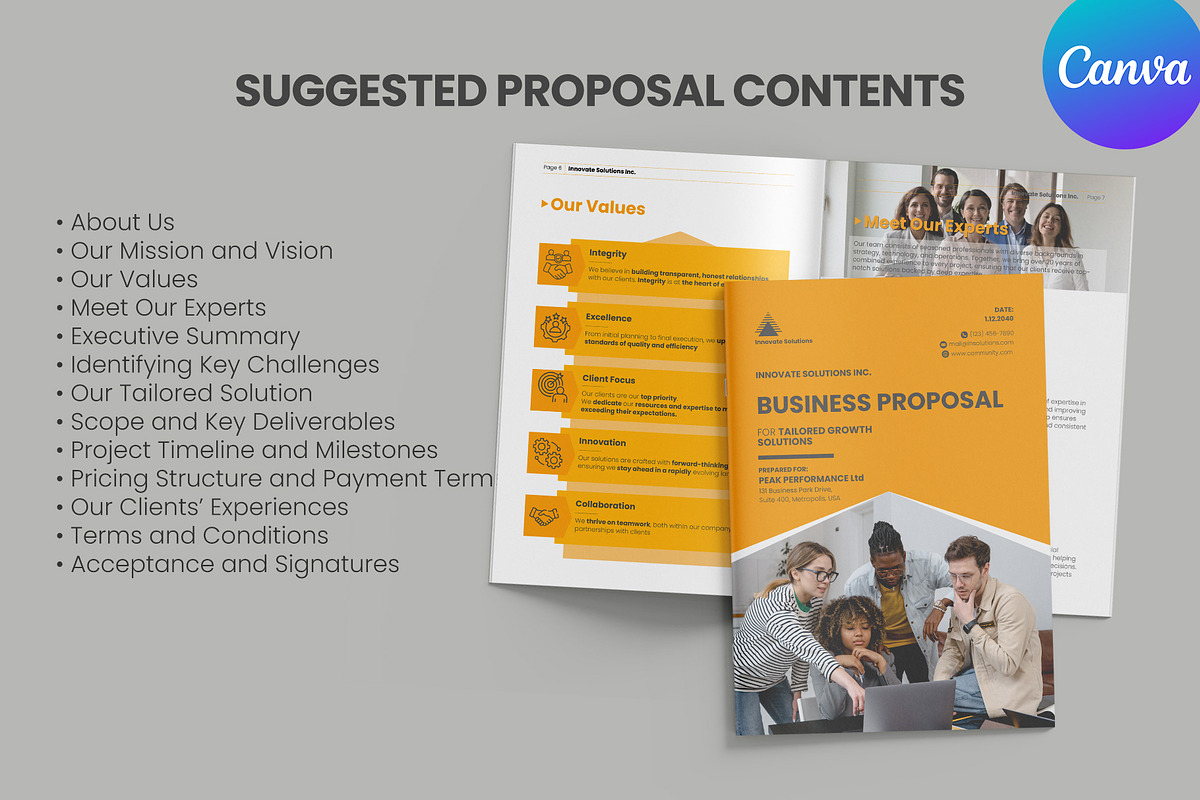 Editable Business Proposal in Canva, a Brochure Template by Oshin Design (Photo 7 of 8)