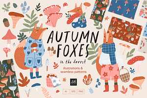 Autumn Foxes - Fall Forest clipart