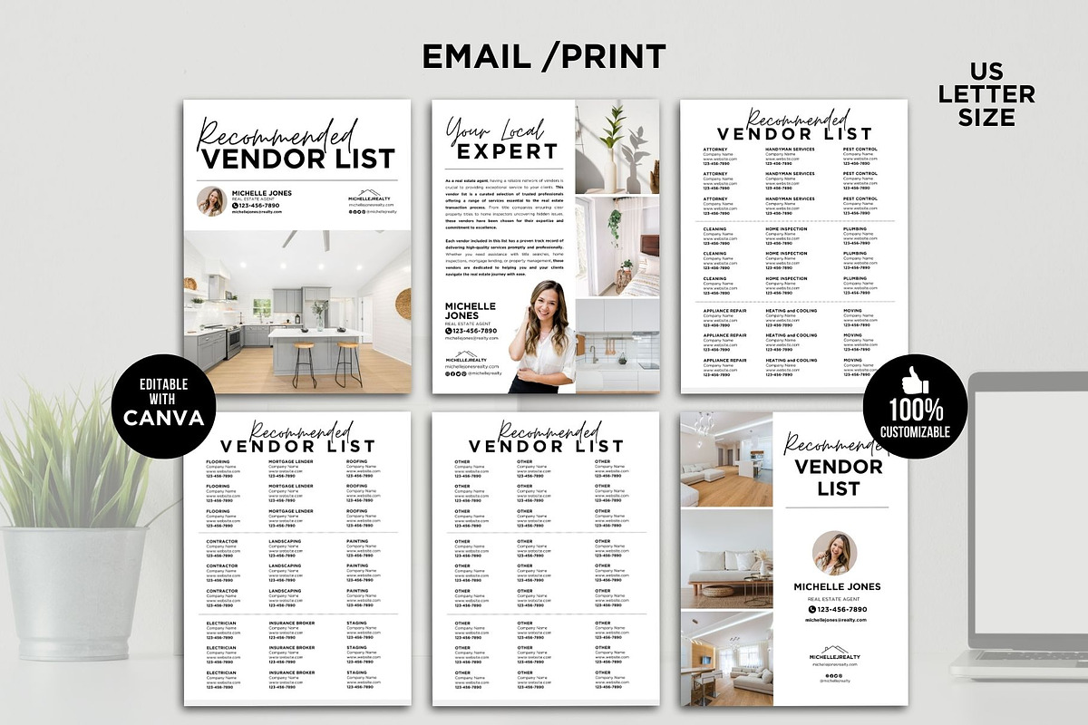 Real Estate Vendor List Flyer Canva, a Flyer Template by CreativeVinesStore (Photo 3 of 6)
