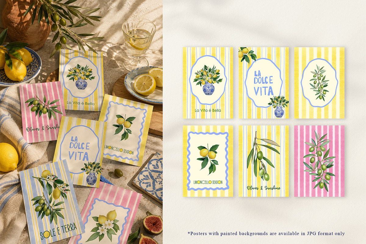Amalfi Lemon Mediterranean Clipart, a Decorative Illustration by SunnJaneArt (Photo 6 of 17)