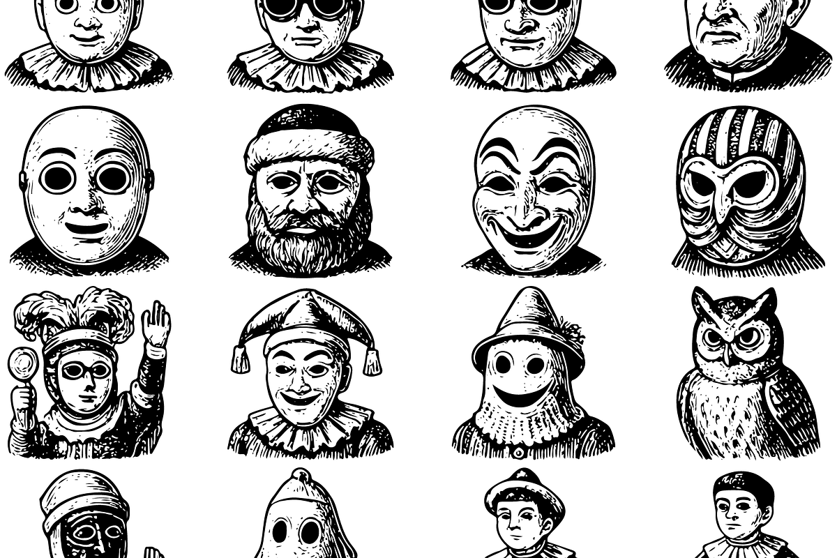 Vintage Character Mask Collection, an Object Graphic by RT Studio (Photo 3 of 4)