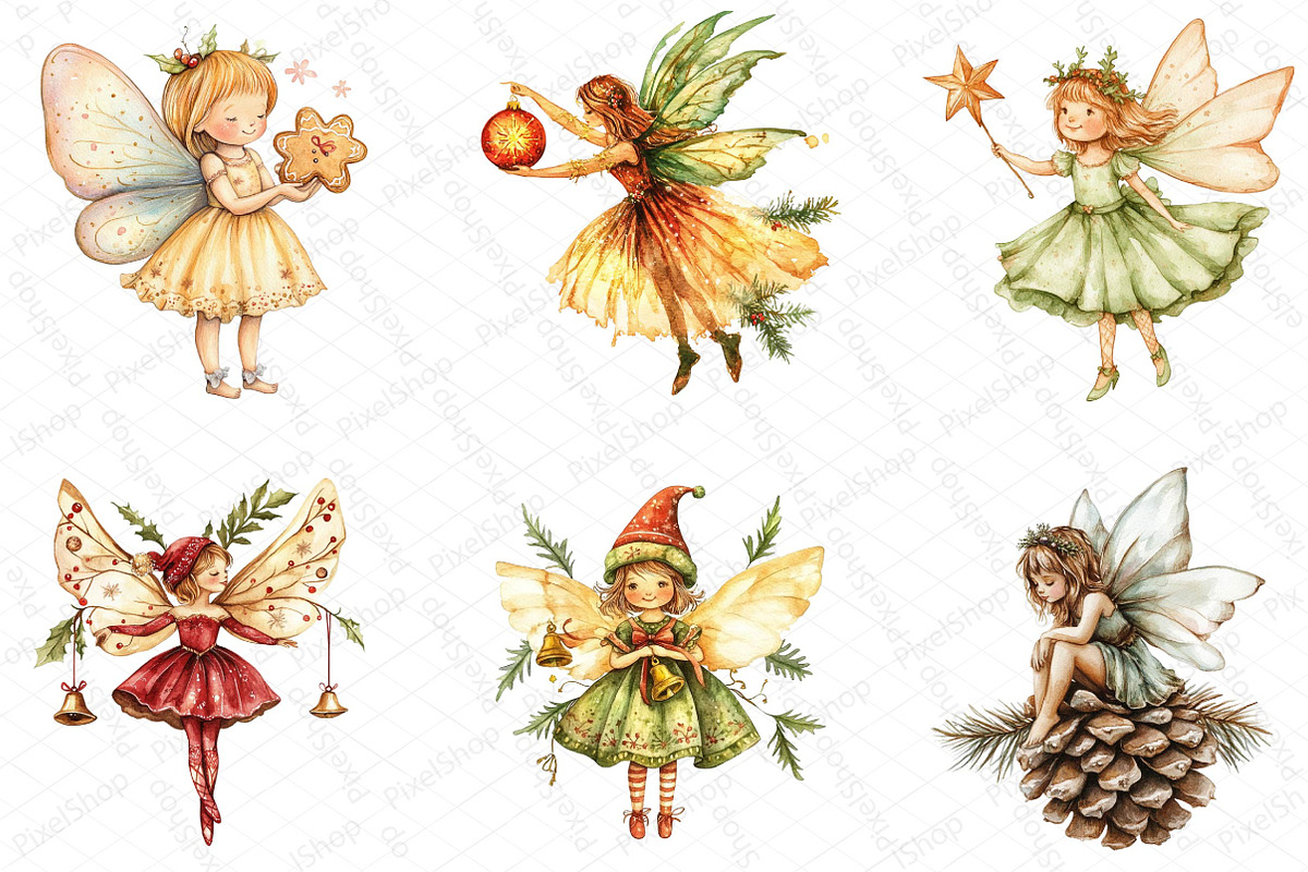 Fantasy Christmas Fairy Clipart, an Illustration by DreamPrint404 (Photo 4 of 6)