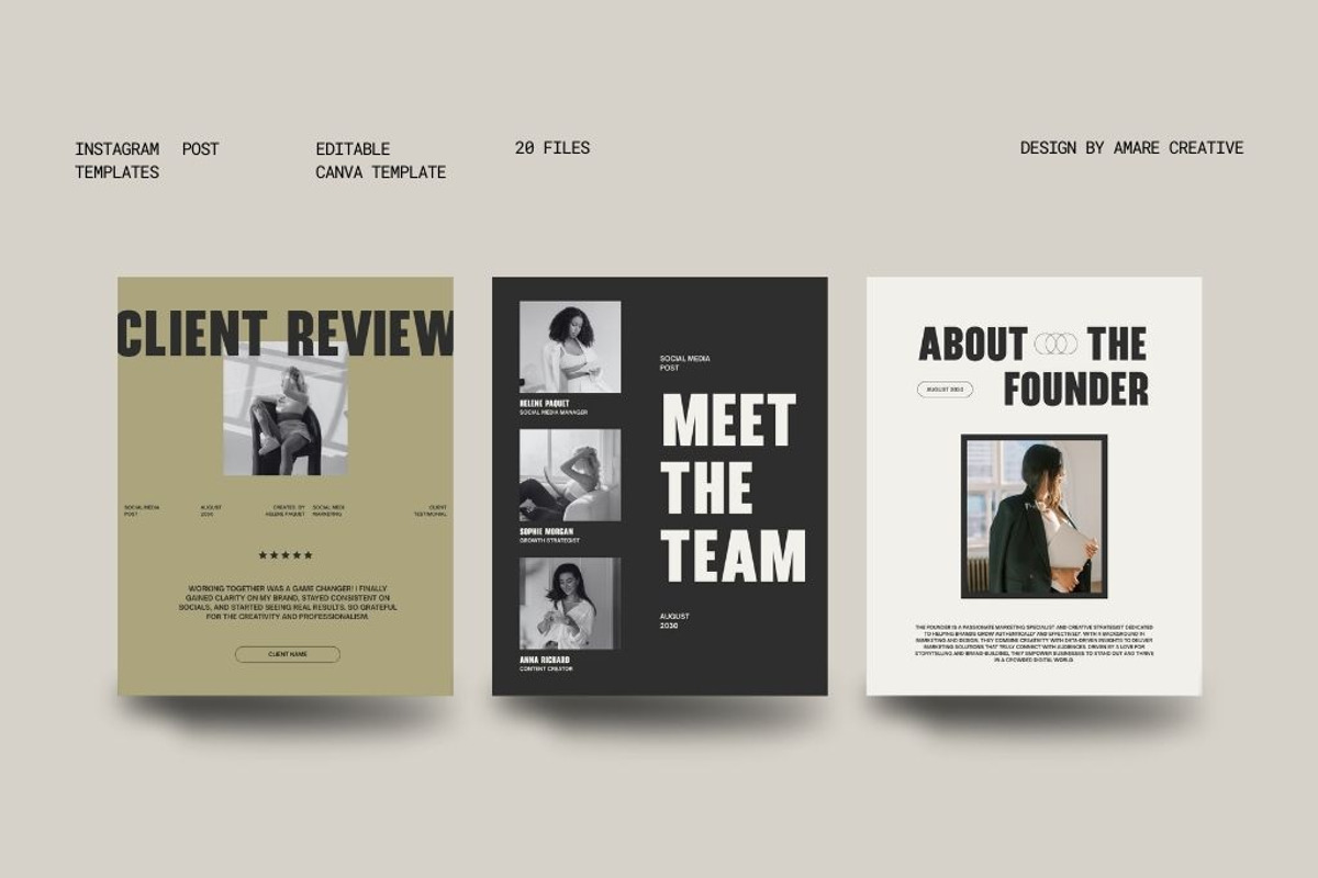 20 Instagram Canva Template Bundle, a Social Media Template by Amaré Creative (Photo 4 of 9)