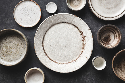 Modern Trendy Craft Ceramic Plates, a Food & Drink Photo by The baking man