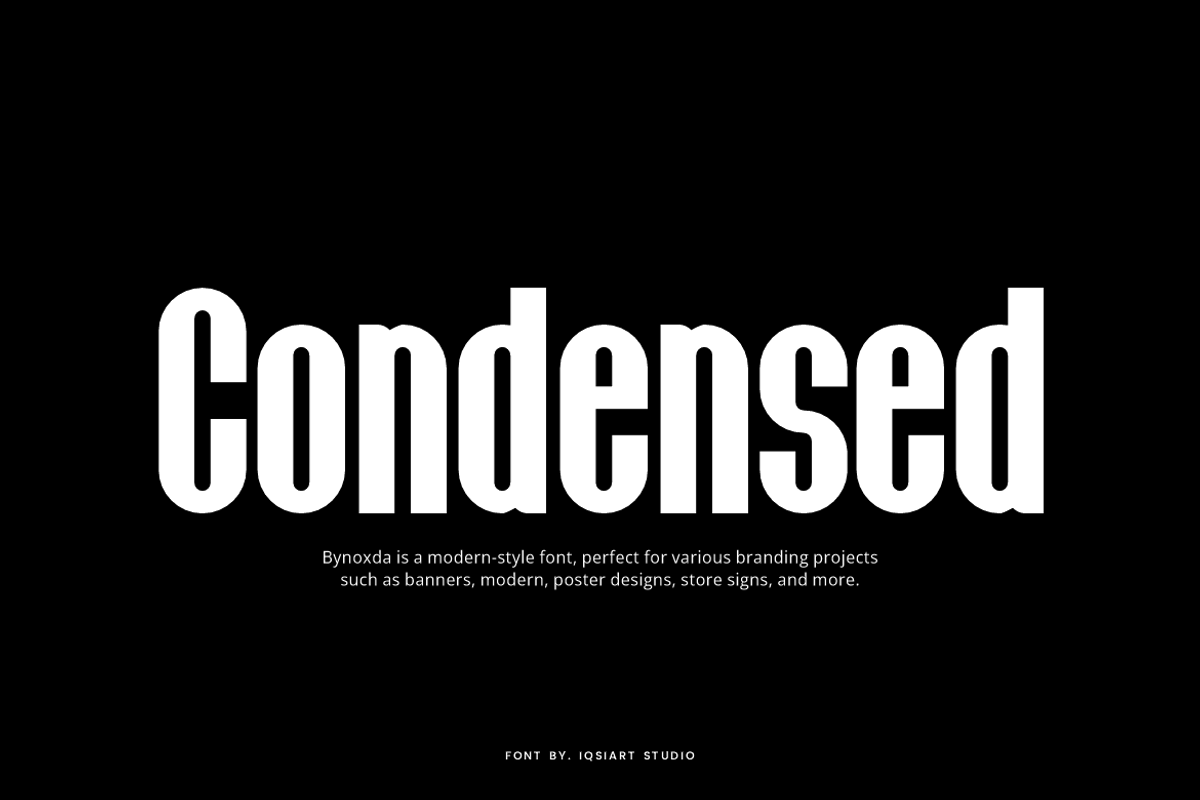 Bynoxda - Modern Condensed Font, a Sans Serif Font by Iqsiart Studio (Photo 2 of 8)
