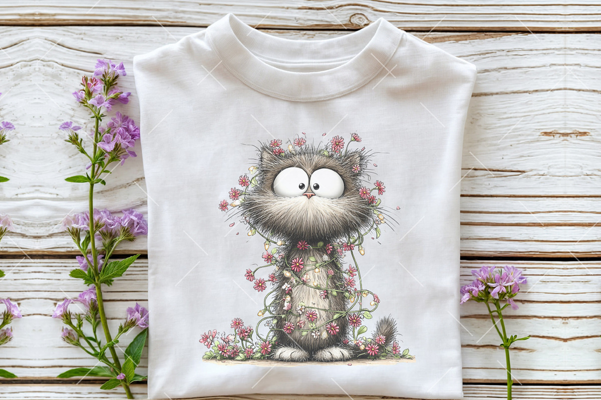 Whimsical Spring Cat Clipart, an Illustration by OK Design (Photo 6 of 6)