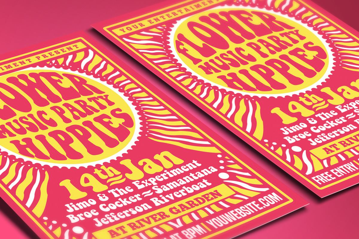 Hippies Music Party Flyer Poster, a Flyer Template by Muhamad Iqbal hidayat (Photo 3 of 3)