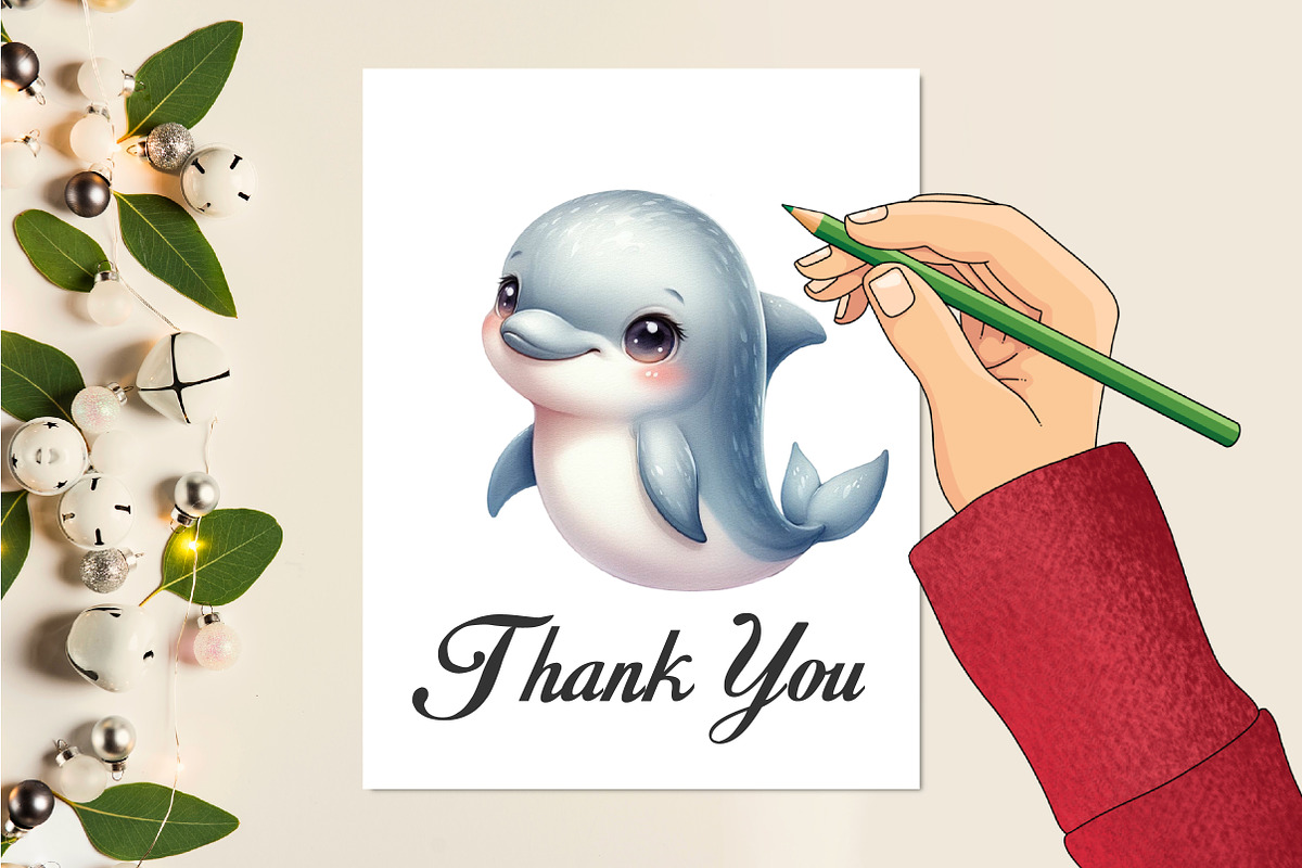 Watercolor Cute Baby Dolphin Clipart, an Illustration by CraftArtStudio (Photo 5 of 5)