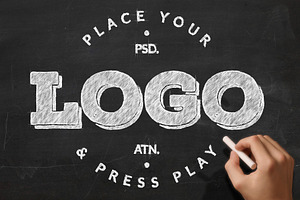 Chalkboard Logo Mockup And Action