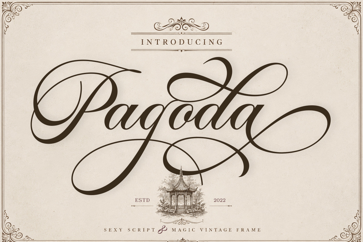 Pagoda, a Script Font by HKL Studio (Photo 1 of 5)