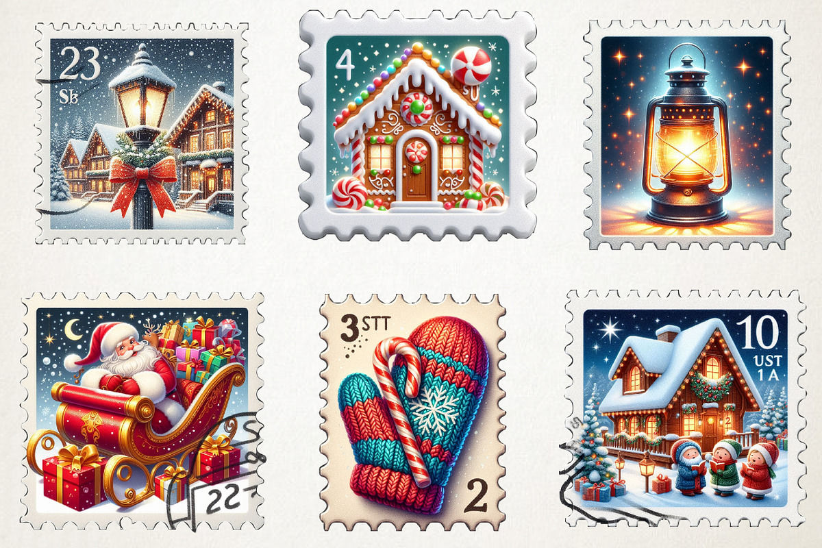 Cozy Holiday Mail Stamp Collection, an Illustration by RobertsArt (Photo 3 of 5)