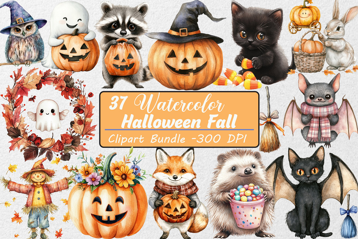 Adorable Halloween Fall Clipart, an Illustration by DreamCafeArt (Photo 1 of 7)