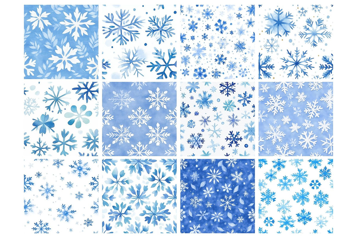 Winter Snowflake Digital Paper, an Illustration by Mashimara (Photo 2 of 4)