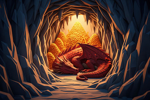 Papercut Dragon's Treasure Lair, a Photo by Virgo Studio