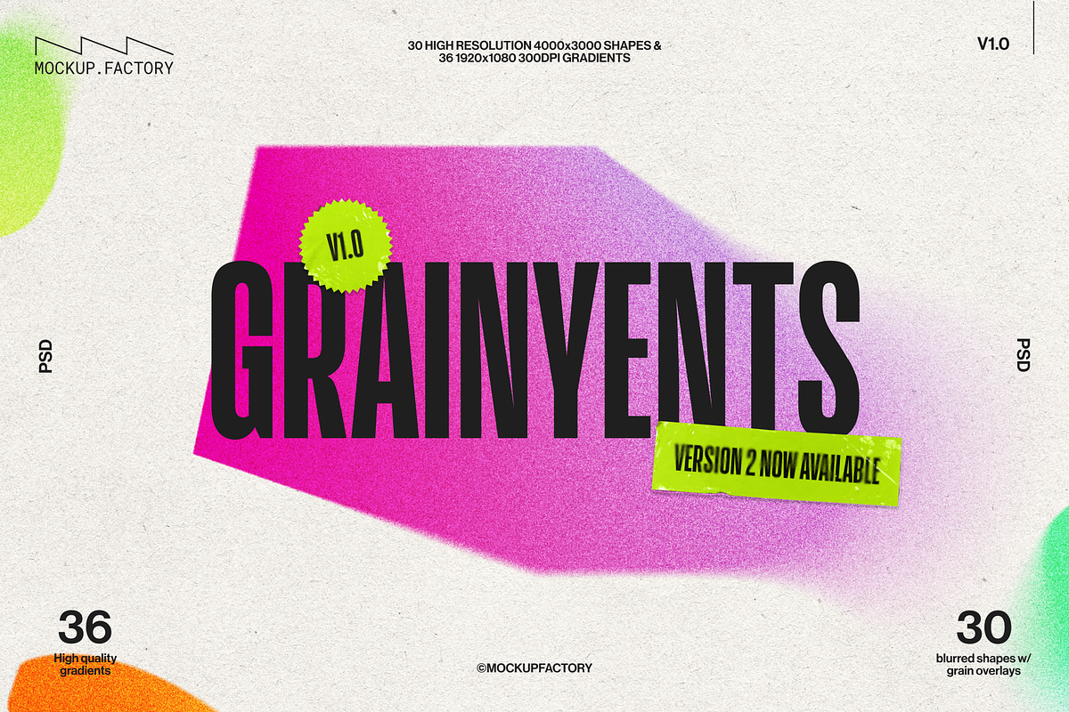 Grainyents | Grainy Gradient Shapes, an Object Graphic by Mockup.Factory (Photo 1 of 8)