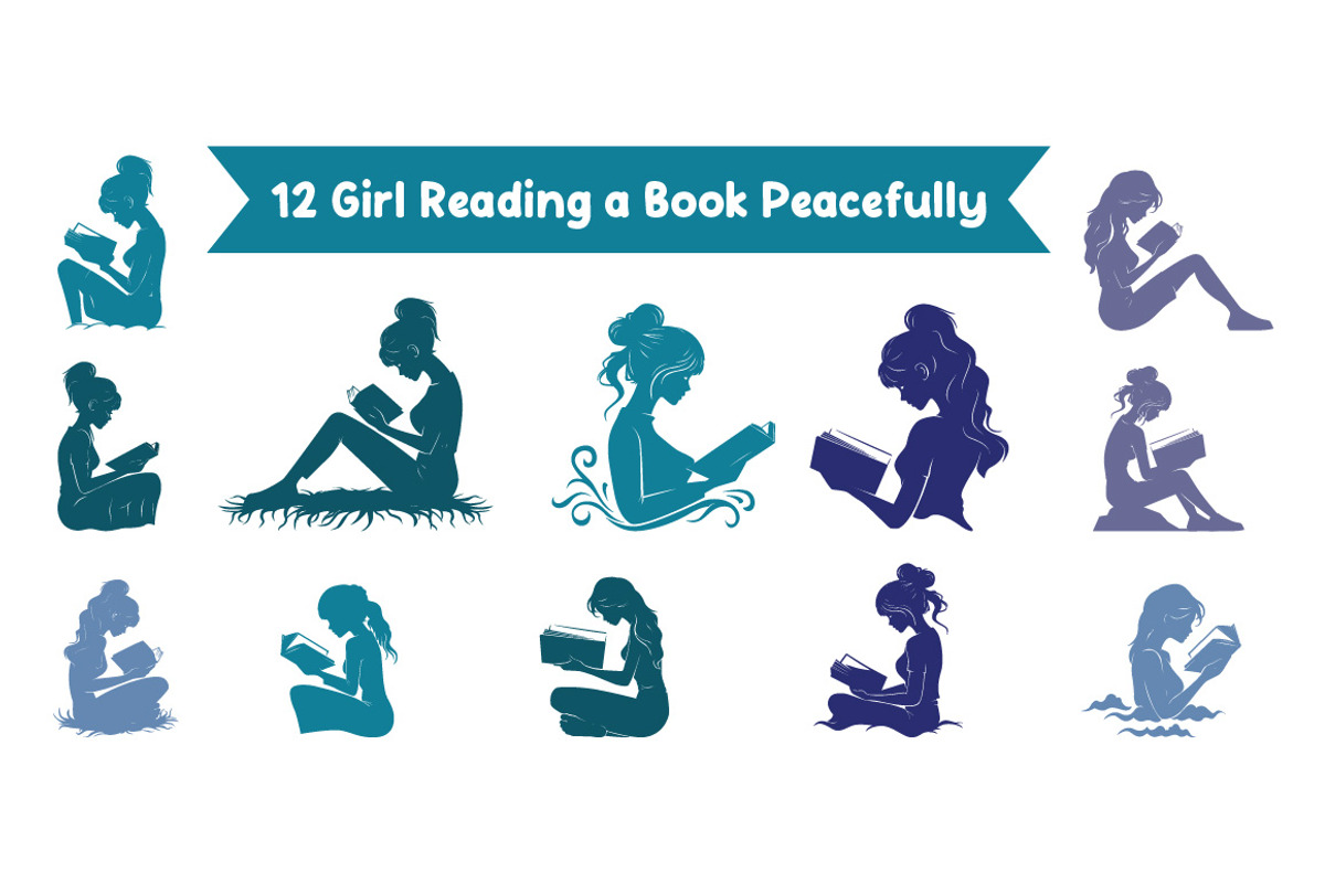 12 Girl Reading a Book Peacefully, an Illustration by jongcreative (Photo 1 of 4)