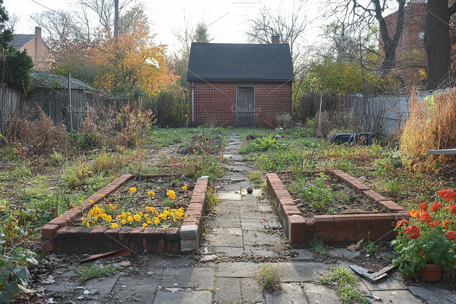Abandoned garden with overgrown path, a Photo by Tanuart