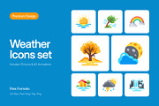 115 Weather Flat Icons Bundle, an Emoji Icon by Prosymbols (Thumbnail 1 of 11)