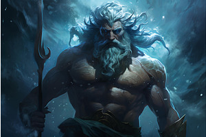 Mighty Poseidon Sea God. Generate Ai