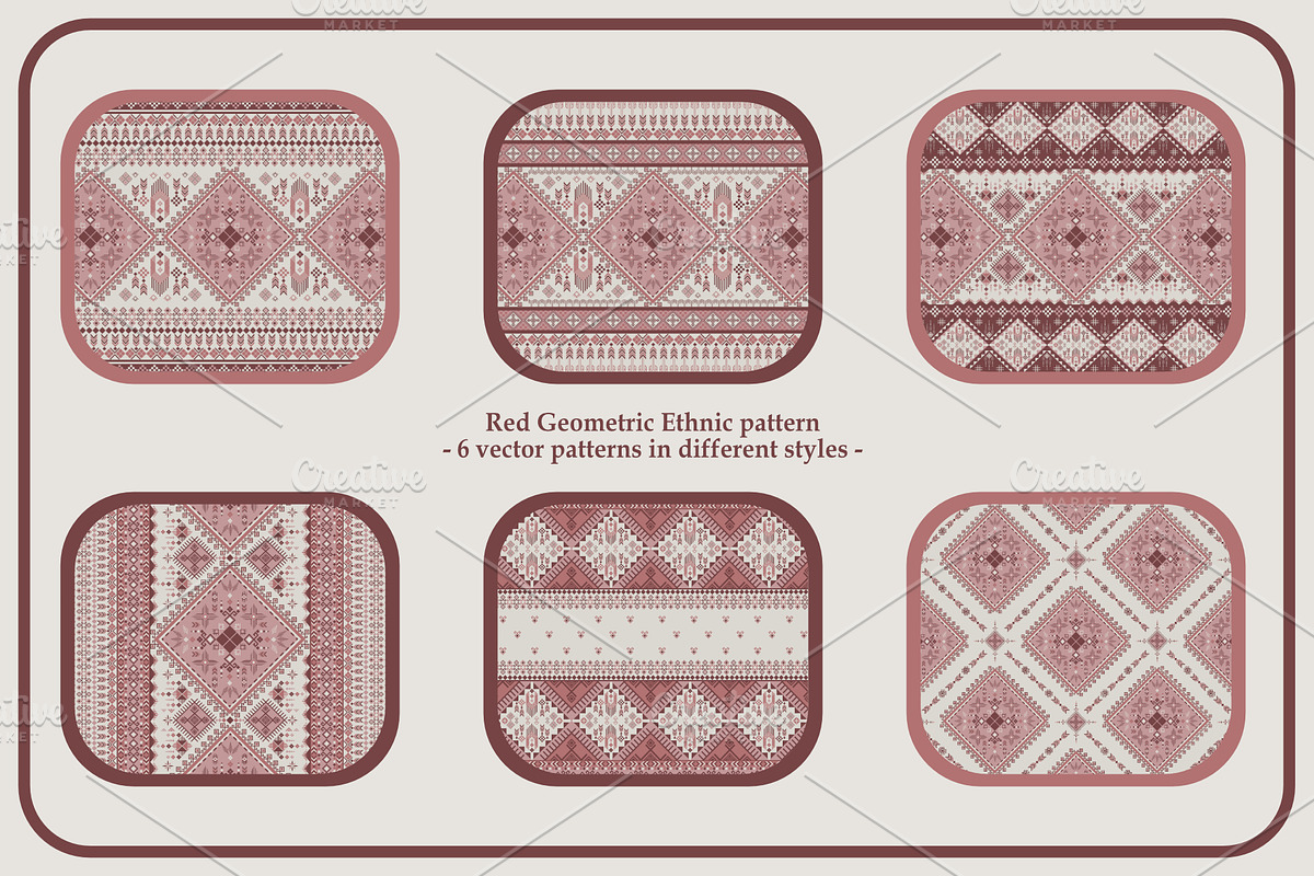 Red Geometric Ethnic pattern, a Pattern Graphic by ThaiByGaew (Photo 2 of 5)