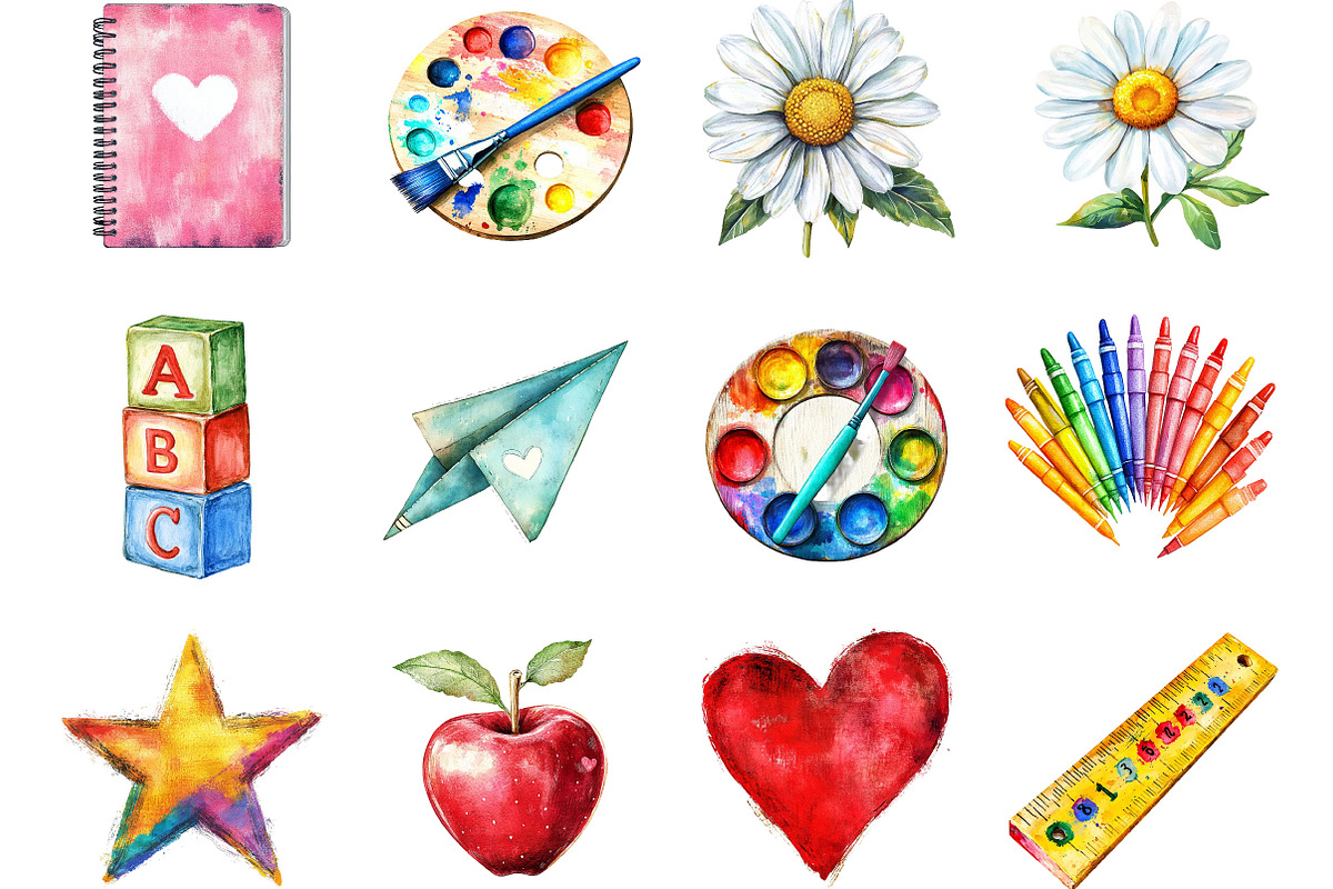 Distressed Back to School Clipart, a Seasonal Illustration by Designking (Photo 2 of 5)