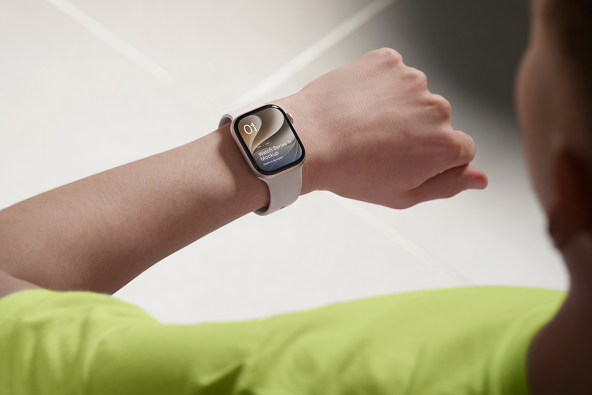 24 Watch Series 11 in Hand Mockups, a Wearable Device Mockup by Asylab (Photo 67 of 107)