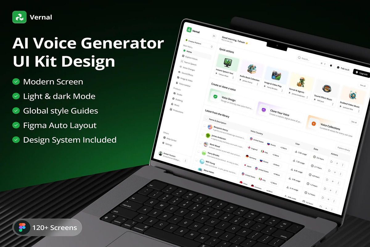 AI Voice Intelligence UI Kit, an UI Kit Template by Lumina_ui_ux202 (Photo 1 of 8)