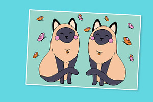 Siamese Tween Cats With Butterflies