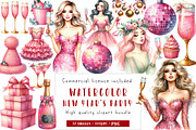 Coquette New Year's Party Clipart, an Illustration by CreationArt (Thumbnail 1 of 5)