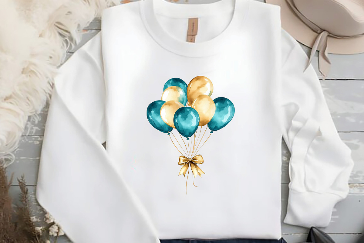 Teal and Gold Balloons Clipart, an Illustration by DreamCafeArt (Photo 5 of 9)