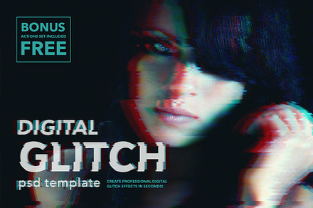 Digital Glitch Effect PSD Templates