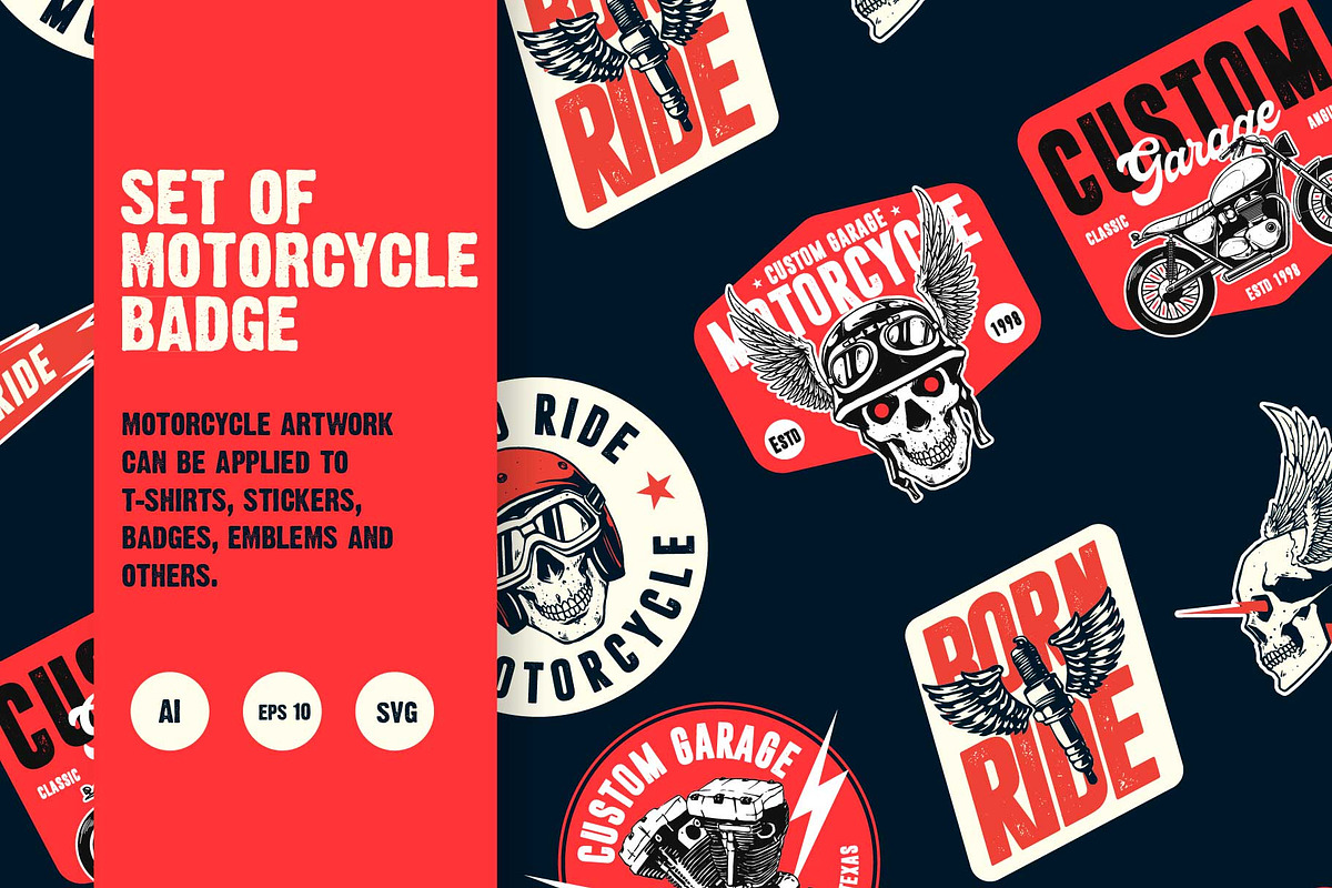 motorcycle badge vintage bundle, a Branding & Logo Template by grindstudio (Photo 1 of 3)