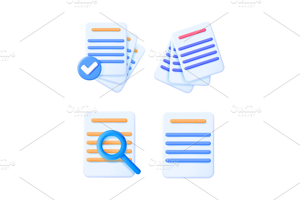 White paper document icon set, an Object Illustration by Abscent