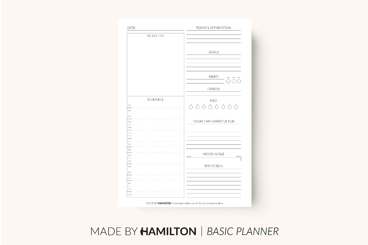 Daily Happiness Printable Planner, a Stationery Template by Made By Hamilton (Photo 1 of 2)
