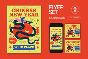 Yellow Chinese New Year Flyer Set, a Flyer Template by graphicook