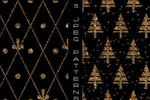 Glitter Christmas Papers, PNG Set