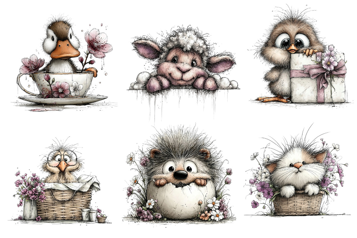 Peeking Easter Animals Clipart, an Illustration by Dream Creation (Photo 3 of 7)