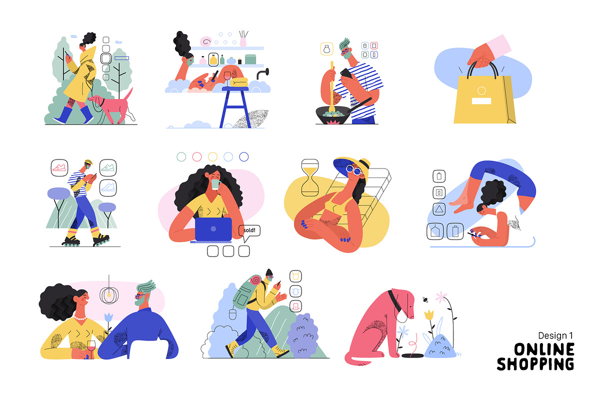 Online Shopping vector illustrations, a Templates & Theme by Grivina's shop (Photo 4 of 26)